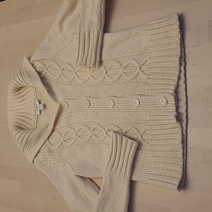 Ann Taylor LOFT Cream Colored Vintagr Inspo Folded Collar Cardigan